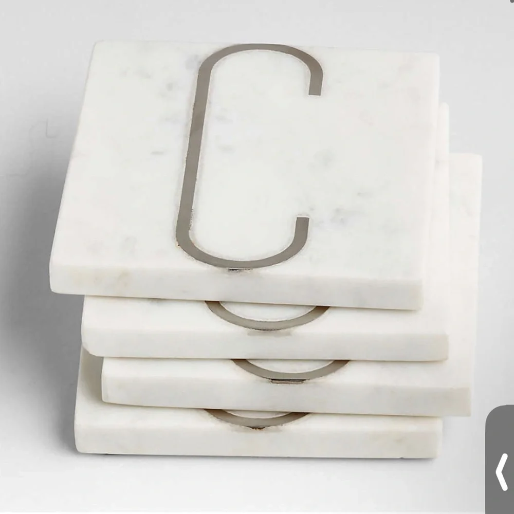 Crate&Barrel Marble Coasters - Letter “O, V, or C”